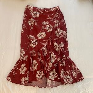 Red Floral Zara Wrap Skirt